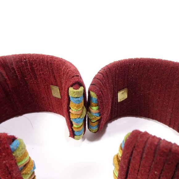 DANNIJO Tasha Suede Braided Wide Cuff Bracelet NWOT $325 Burg Blue Green - Picture 4 of 10